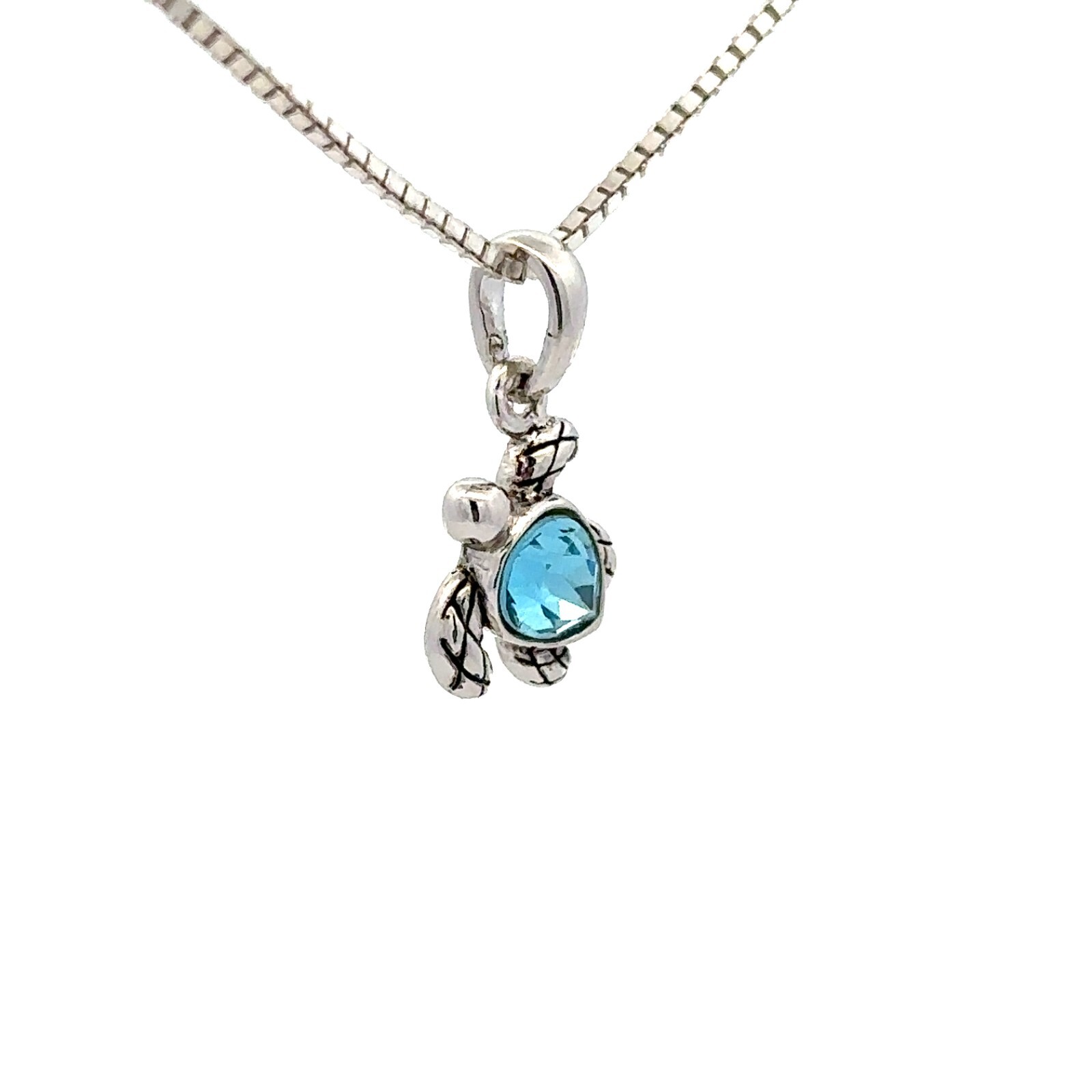 Sterling Silver Turtle Pendant/Charm With CZ (3/8 x 1/2 Inch)