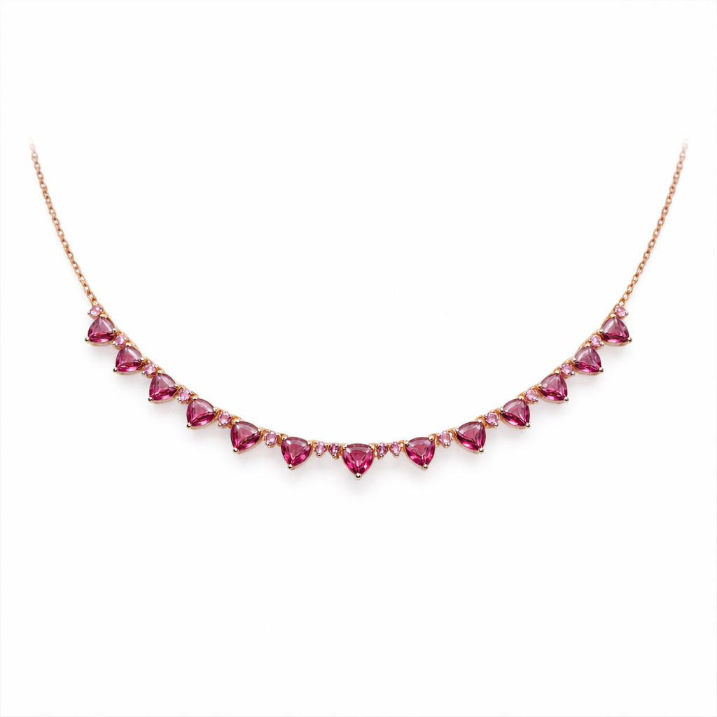 Thai Handmade 4 x 4 mm. Pink Mystic Topaz Pink Sapphire Necklace 18.0 In.