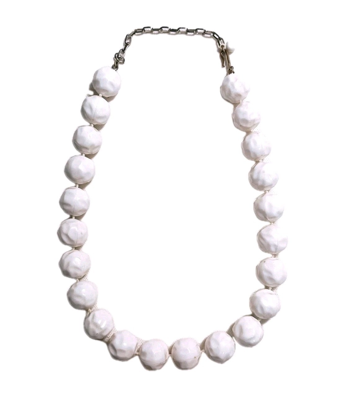 Vintage 60s Old Plastic Textured Notted Beads Necklace*RARE