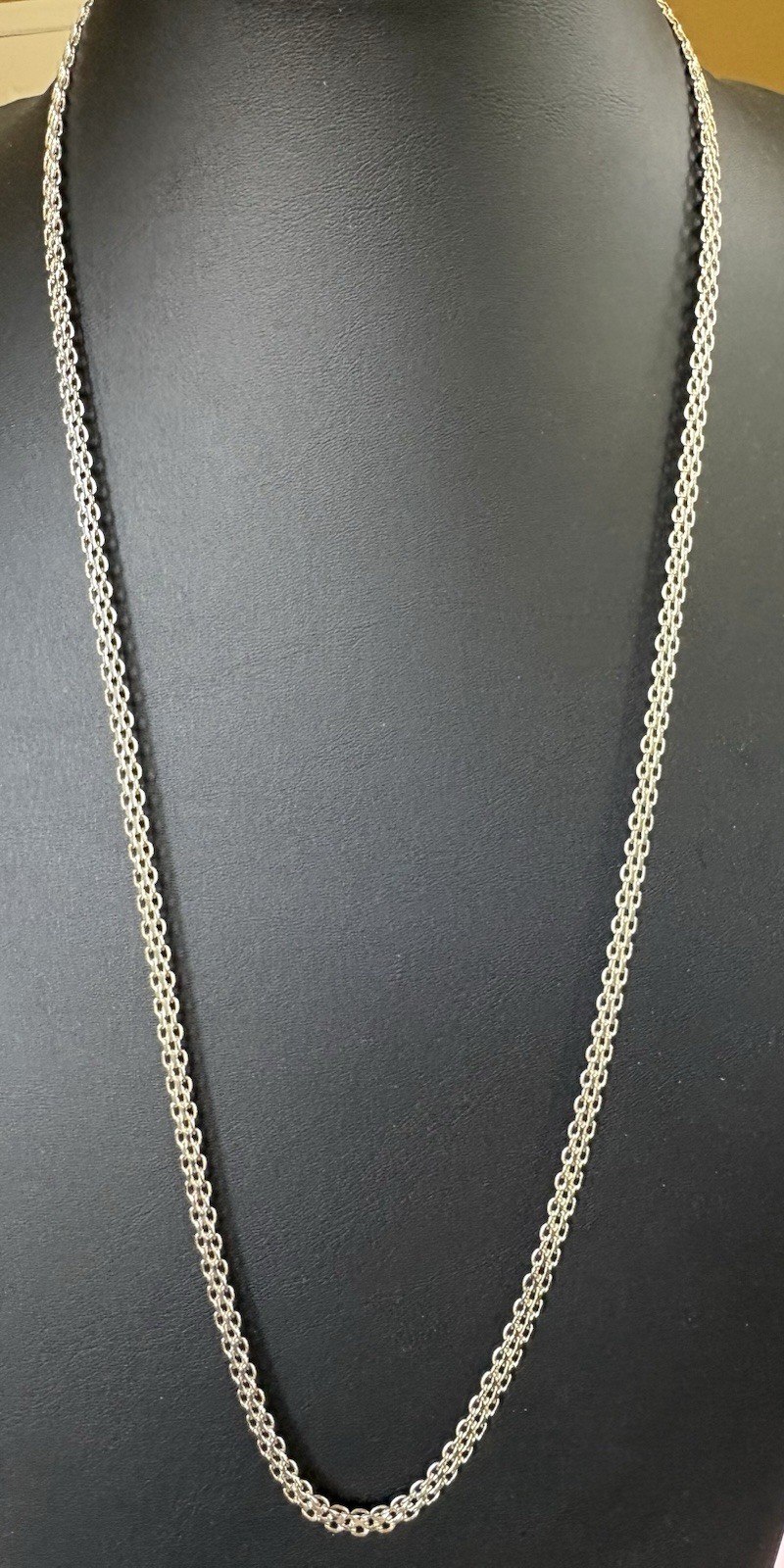 30” Milor Italy 925 Sterling Silver 7.5mm Flat Woven Bismarck Chain Necklace 26g