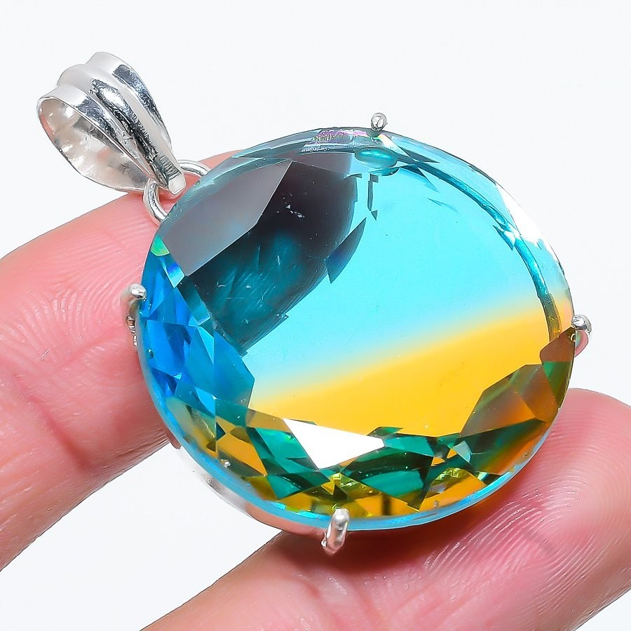Tourmaline Gemstone 925 Sterilng Silver Jewelry Pendant Sz 1.9″ For Gift