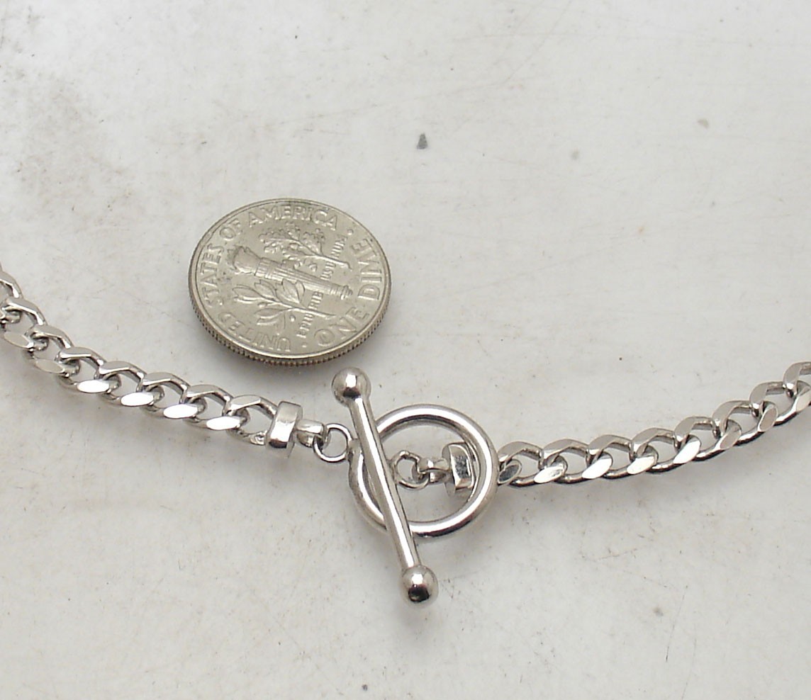 Cuban Curb Chain Necklace Toggle Clasp Anti-Tarnish Real 925 Sterling Silver