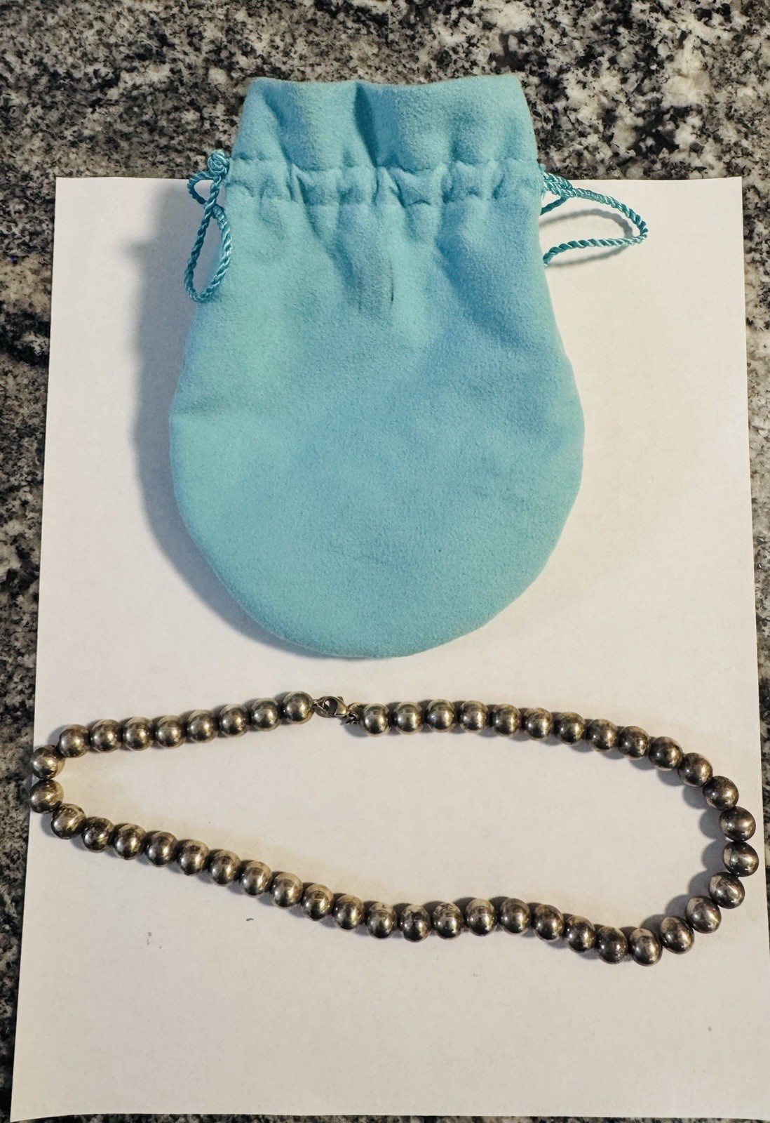Tiffany & Co. Sterling Silver 925 Beaded Ball Chain Necklace Lobster Clasp