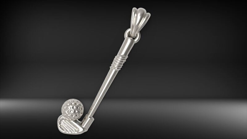 Golf Club & Ball Pendant | 999 Fine Silver 30mm | Handmade USA