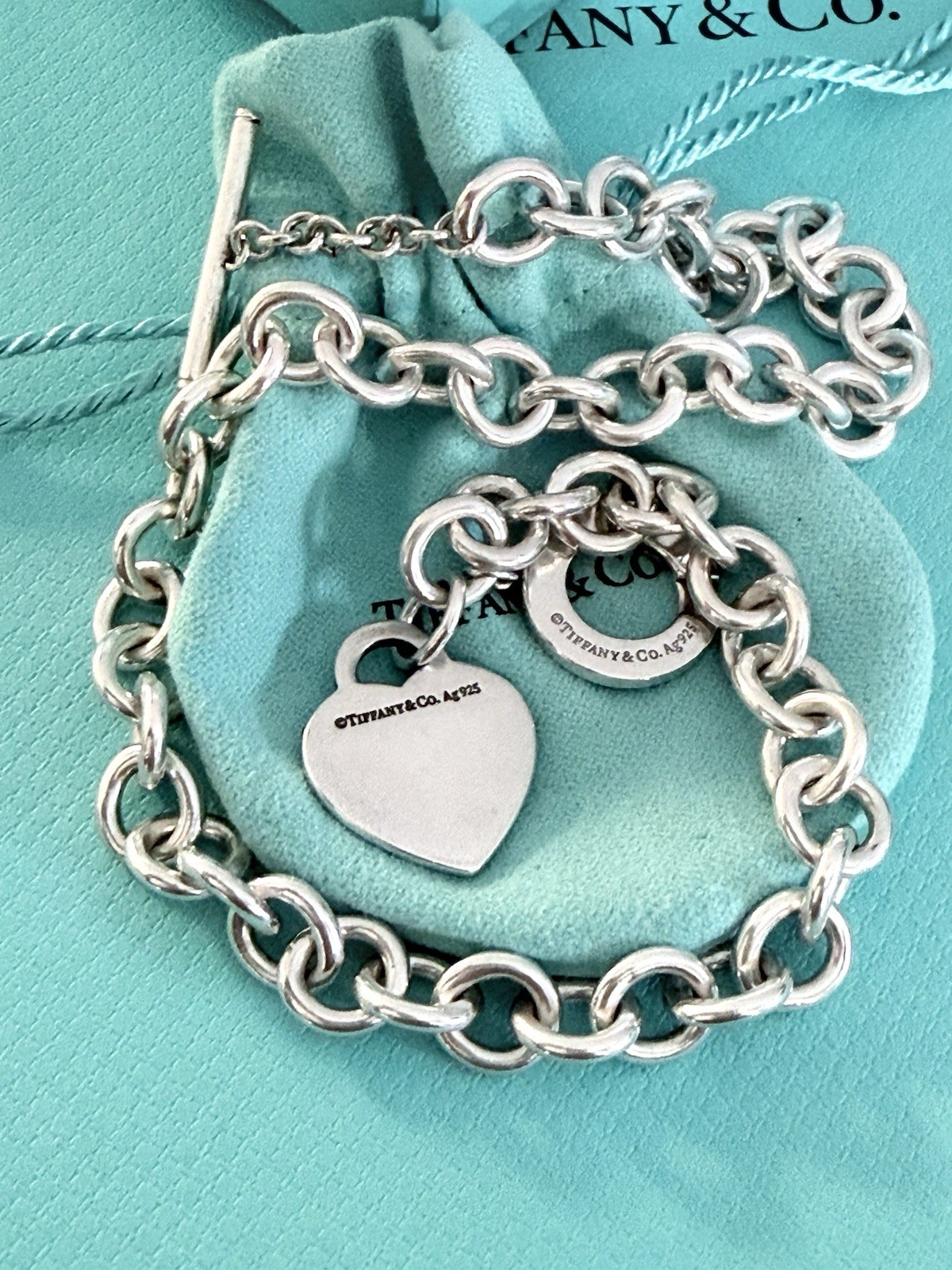 Tiffany & Co Return to Tiffany Heart Pendant Toggle Necklace Silver 15.5″