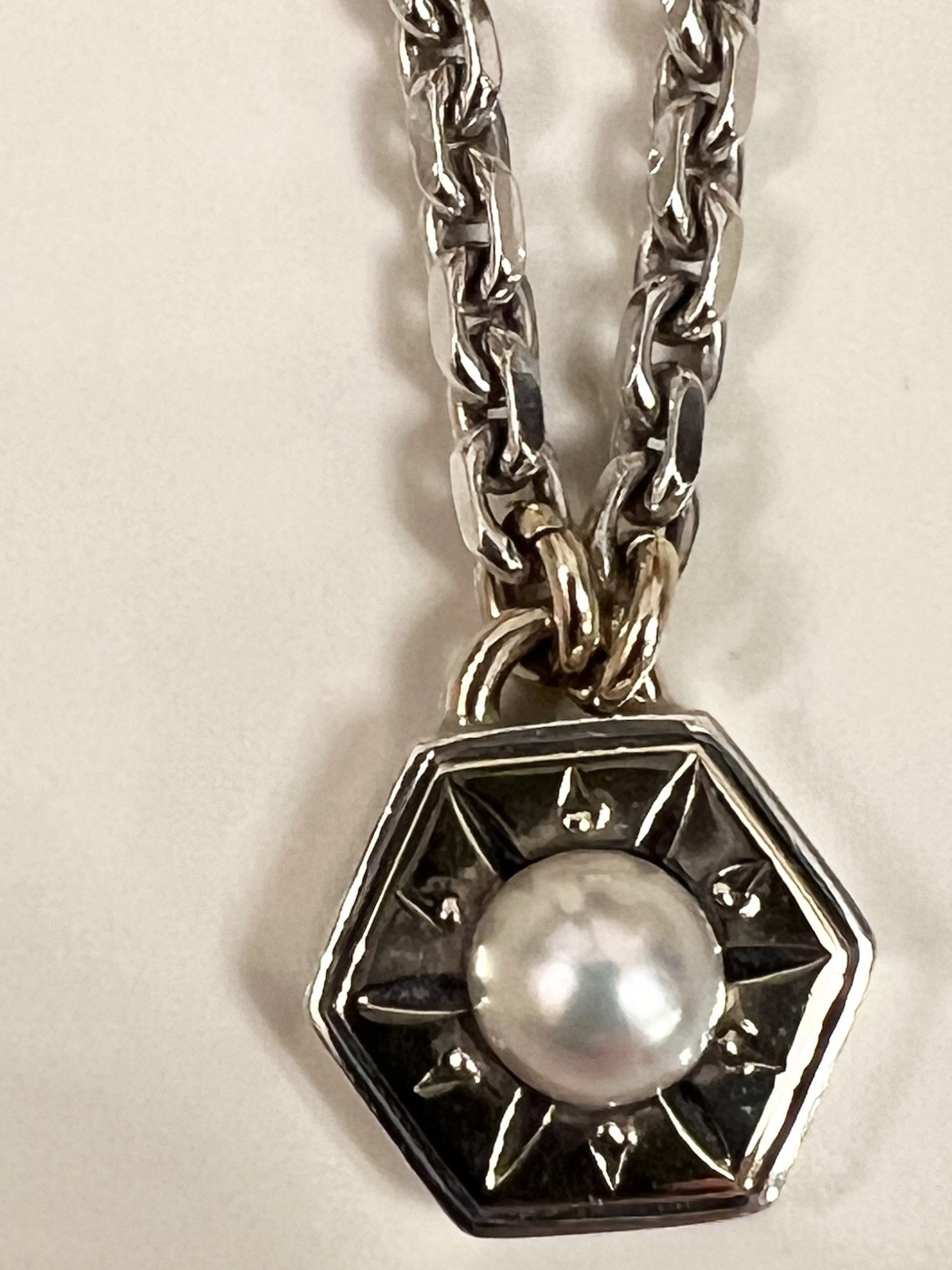 David & Ronnie, Silver (925)14K Gold Plated Hexagon Shaped Charm w Silver Chain