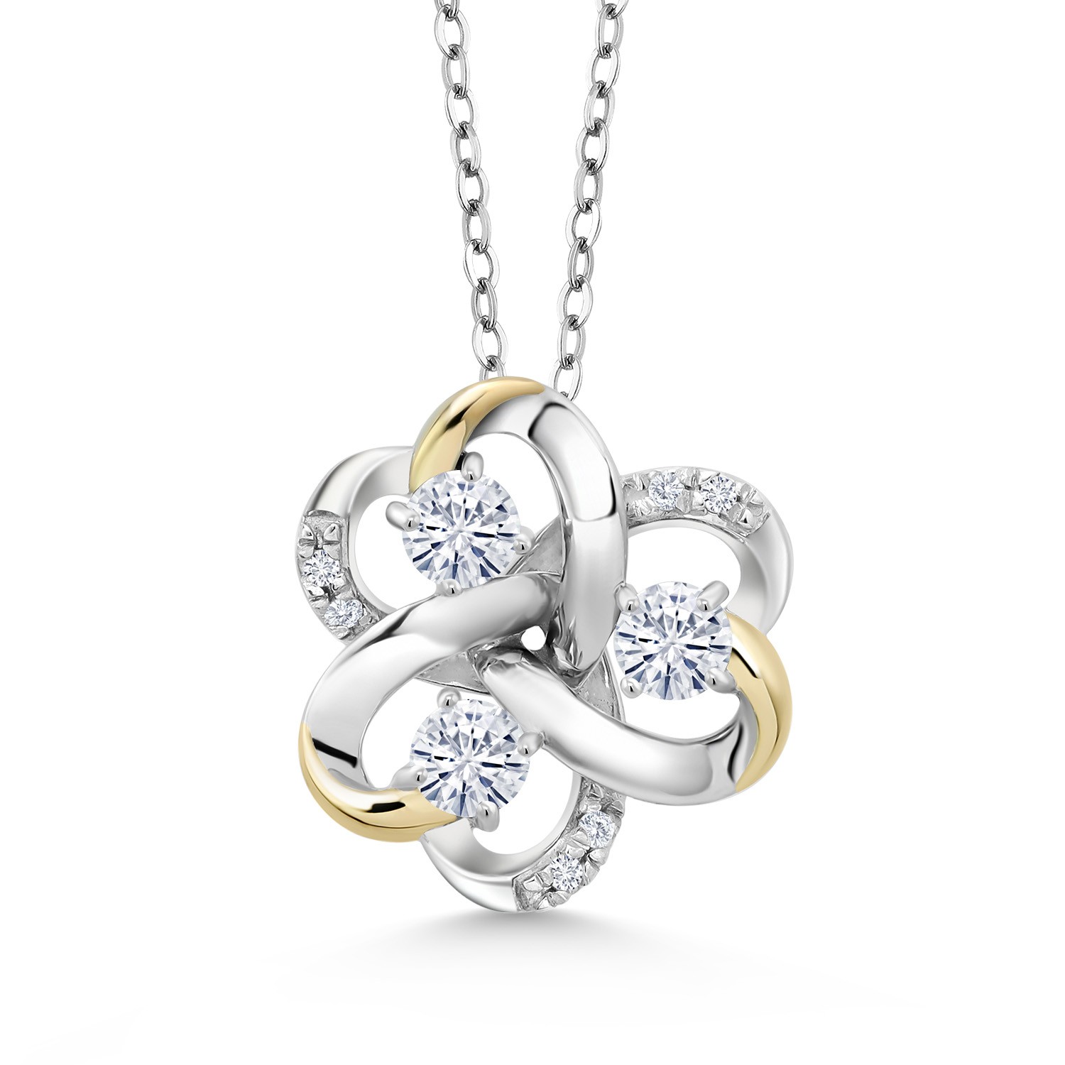 925 Silver and 10K Yellow Gold Pendant Near Colorless (GH) 0.69ct DEW Moissanite