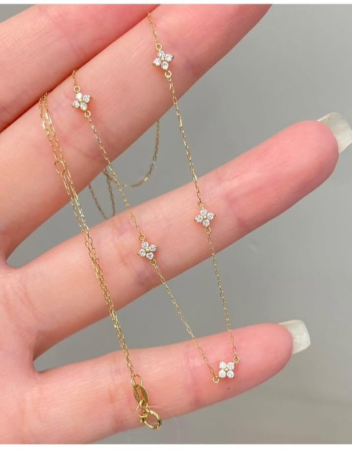 1Ct Round Cut VVSI Genuine Moissanite Dainty Necklace 14K Yellow Gold Plated 16″