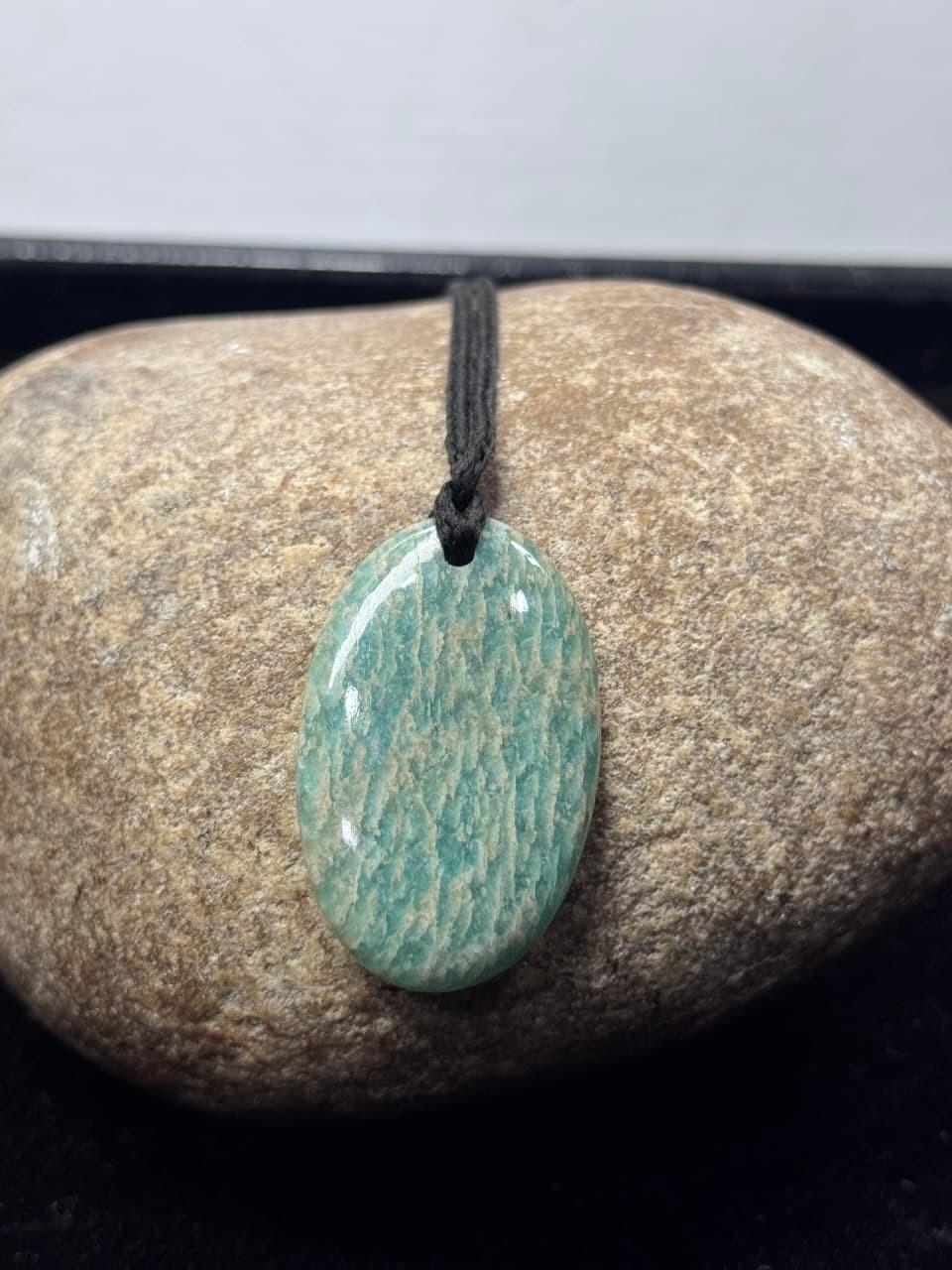 Natural Amazonite Threads Necklace Handmade Thread Pendant