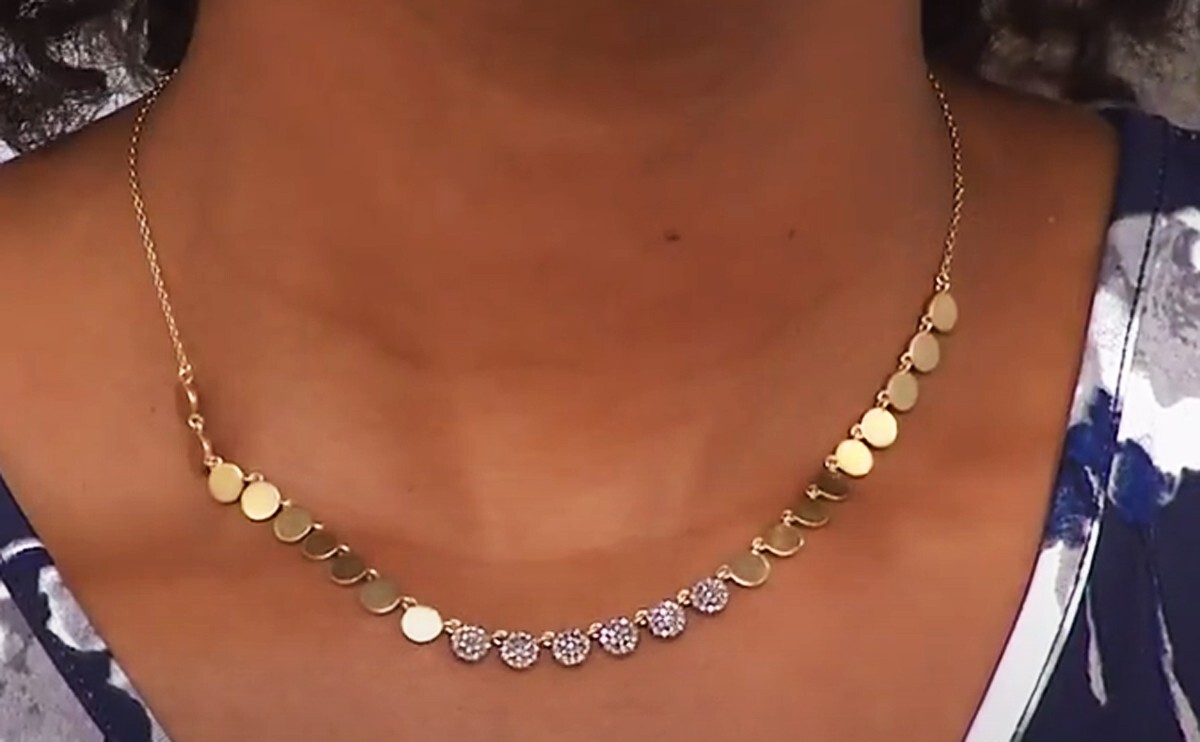 Rarities Gold-Clad Champagne Diamond Circle Disc Drop Necklace 18″ Necklace $699