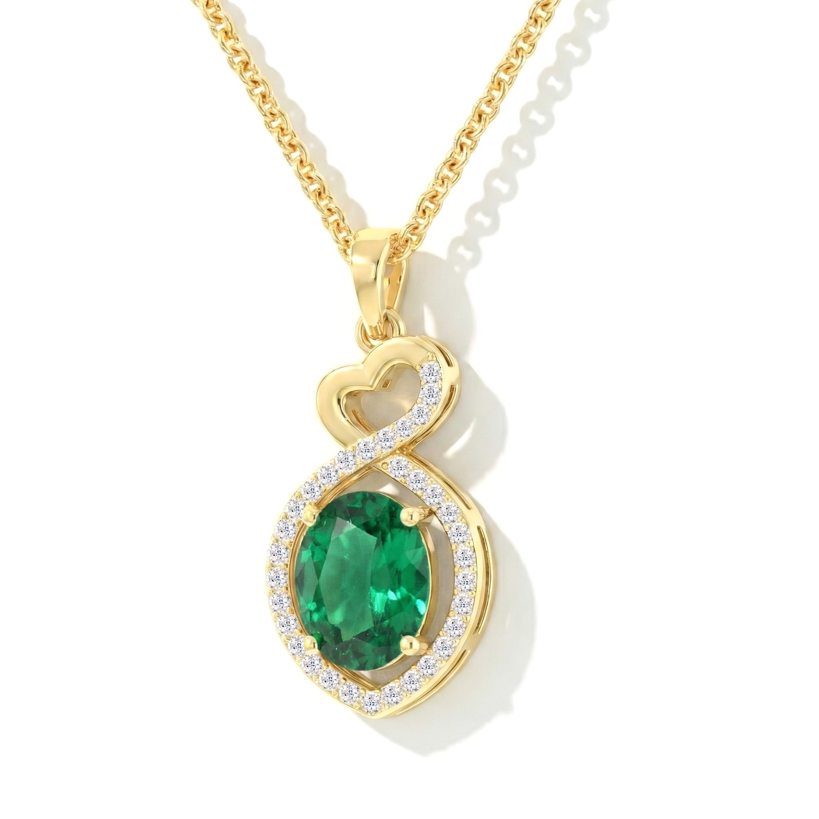 Emerald Pendant Necklace, May Birthstone Jewelry For Women,Halo Infinity Pendant