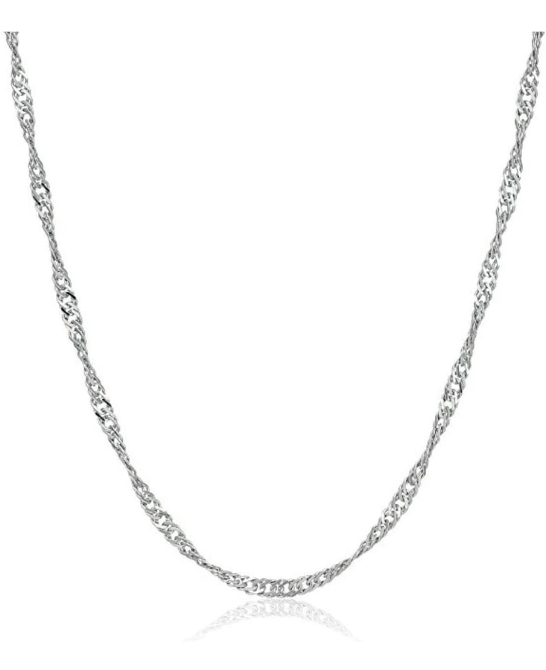 Genuine Italian Sterling Silver Singapore Link Chain Necklace Made In Italy 925