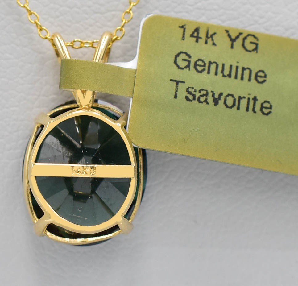 GENUINE 5.47 Carats TSAVORITE PENDANT 14k SOLID YELLOW GOLD – Free Appraisal