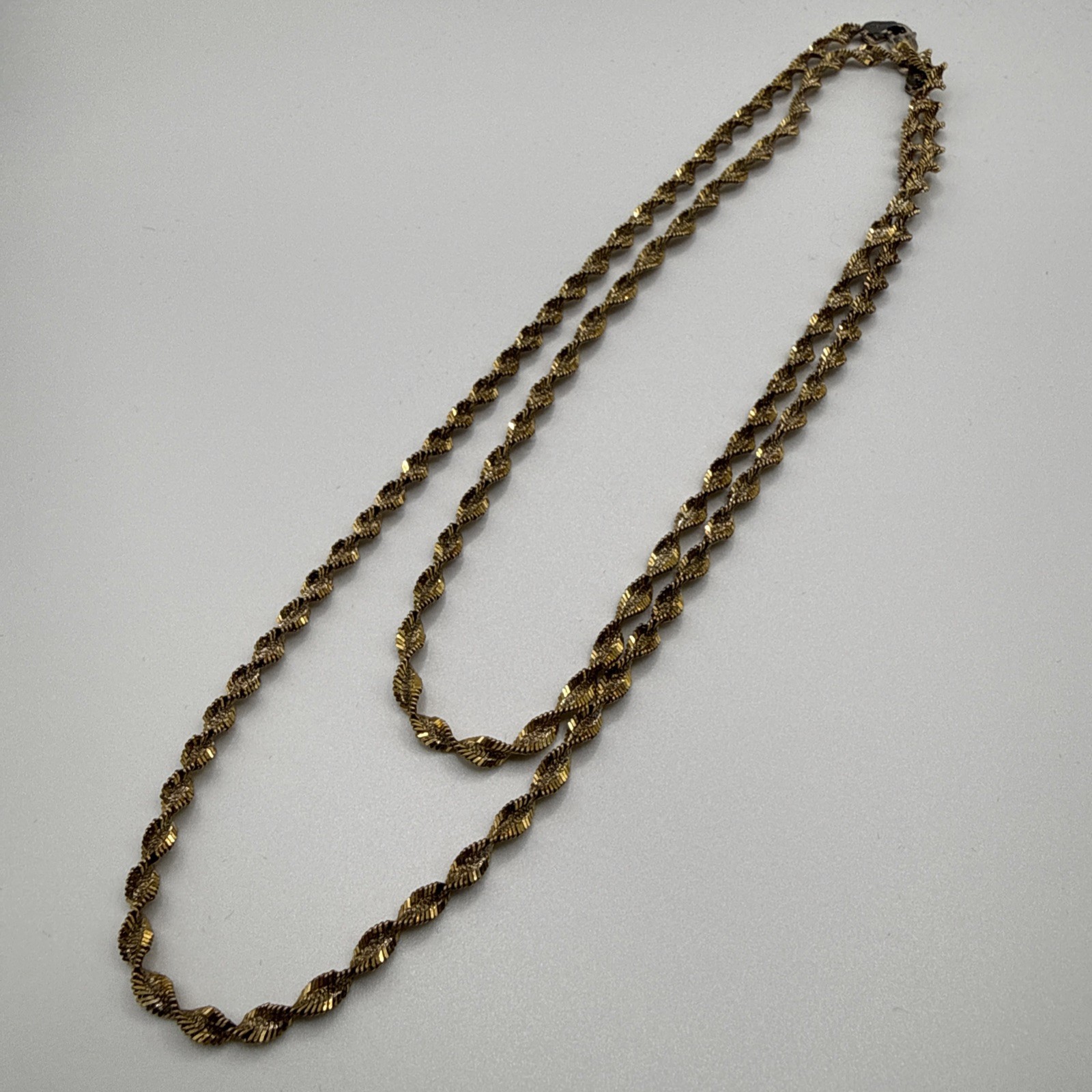 Italy 925 Mixed Metal Twisted Chain Necklace Vermeil 26” READ