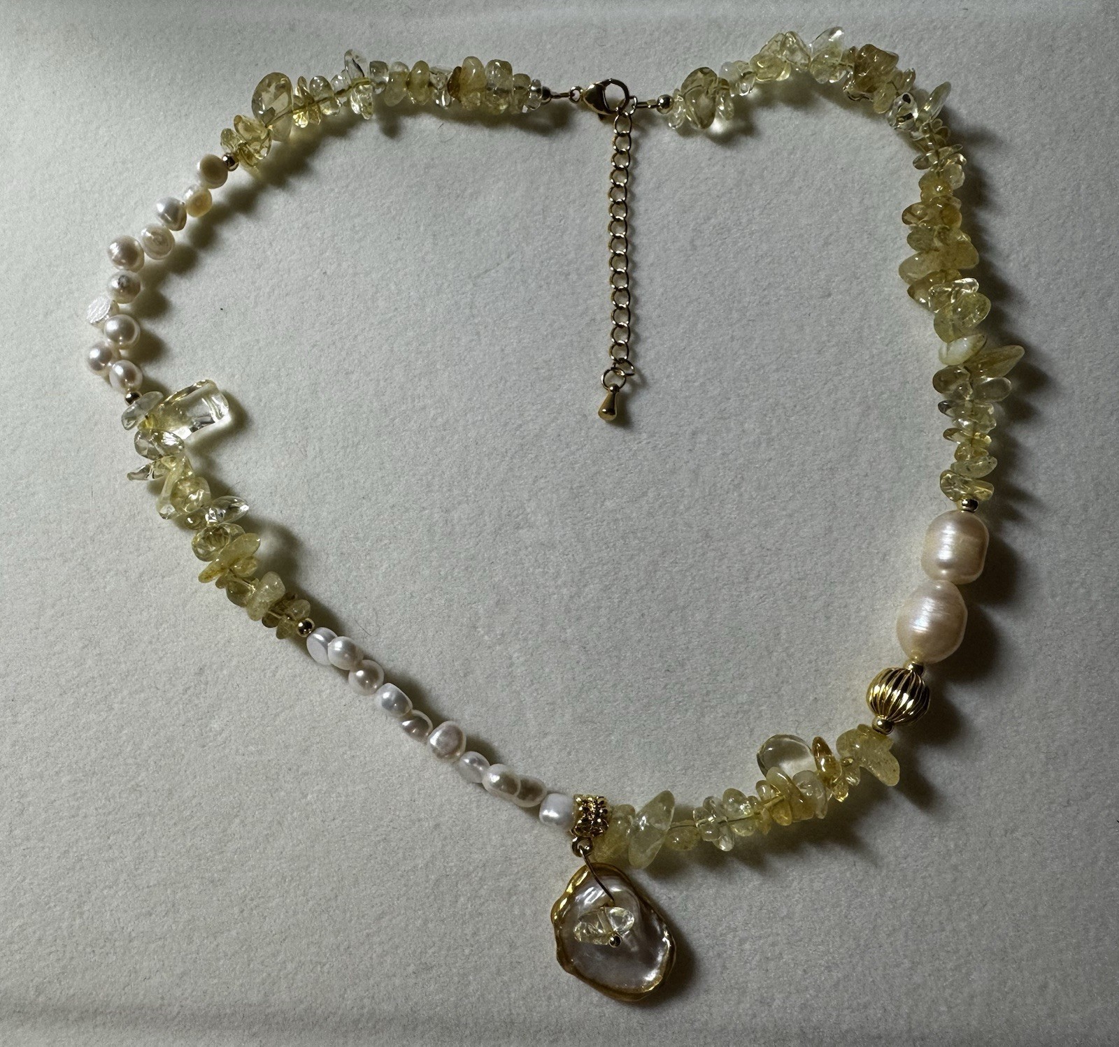 white Baroque keshi Pearl yellow crystal fashion necklace NIB free shipping