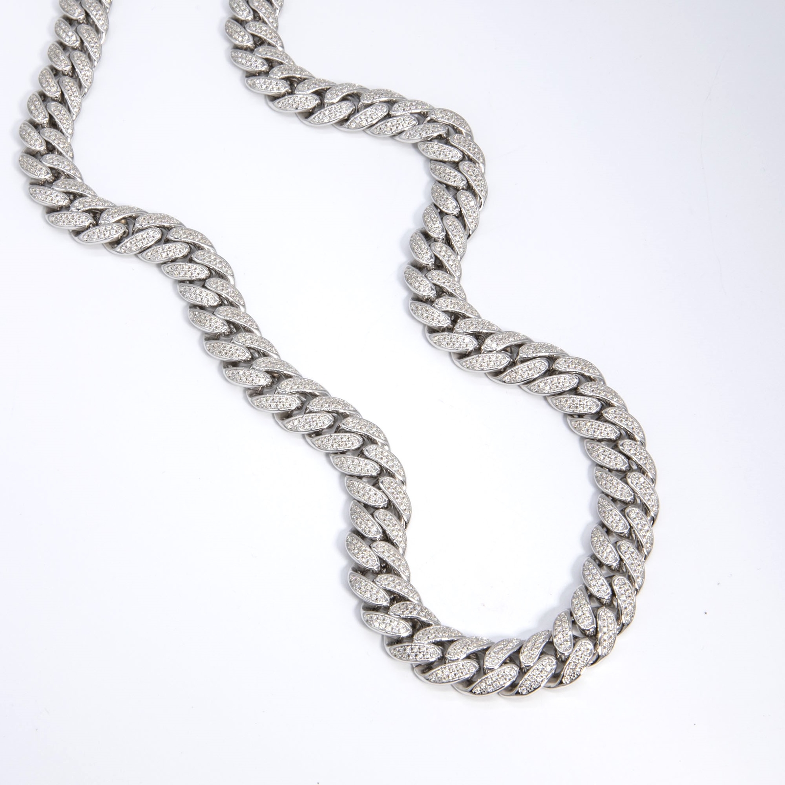 Moissanite Cuban Link Chain Solid Sterling Silver 925 All Sizes