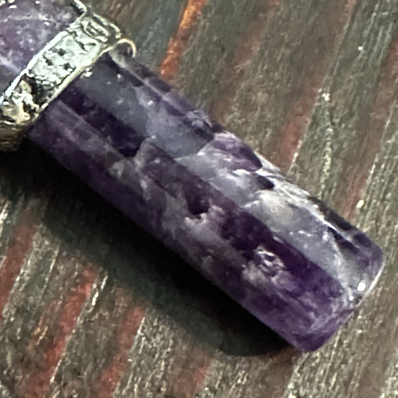 Dragon Amethyst Pendant Silver Tone Engraved Metal Pendulum Charms Cylinder