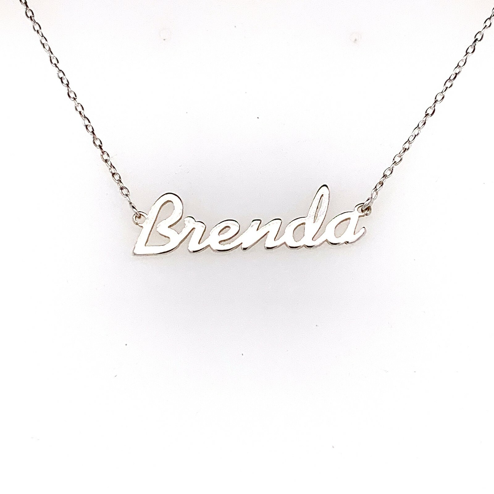 Brenda Name Plate Necklace Pendent Sterling Silver female Personalized Custom