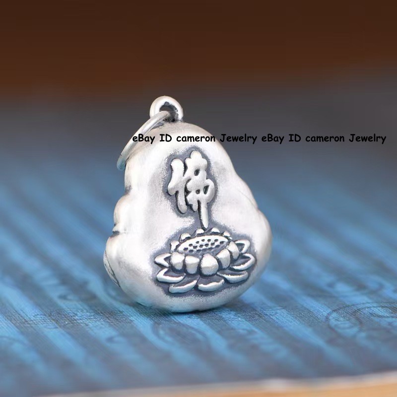 Pure S999 Fine Silver 999 Men Women Lucky Laughing Buddha Pendant 29*20mm