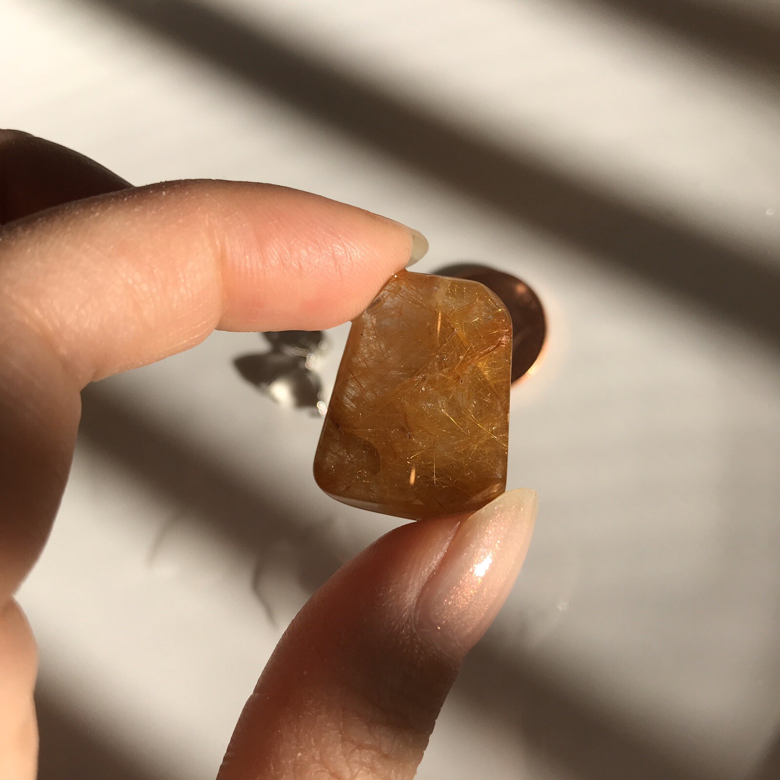 US SELLER Natural cushion Golden Rutilated Quartz Pendant Brazil Crystal 18