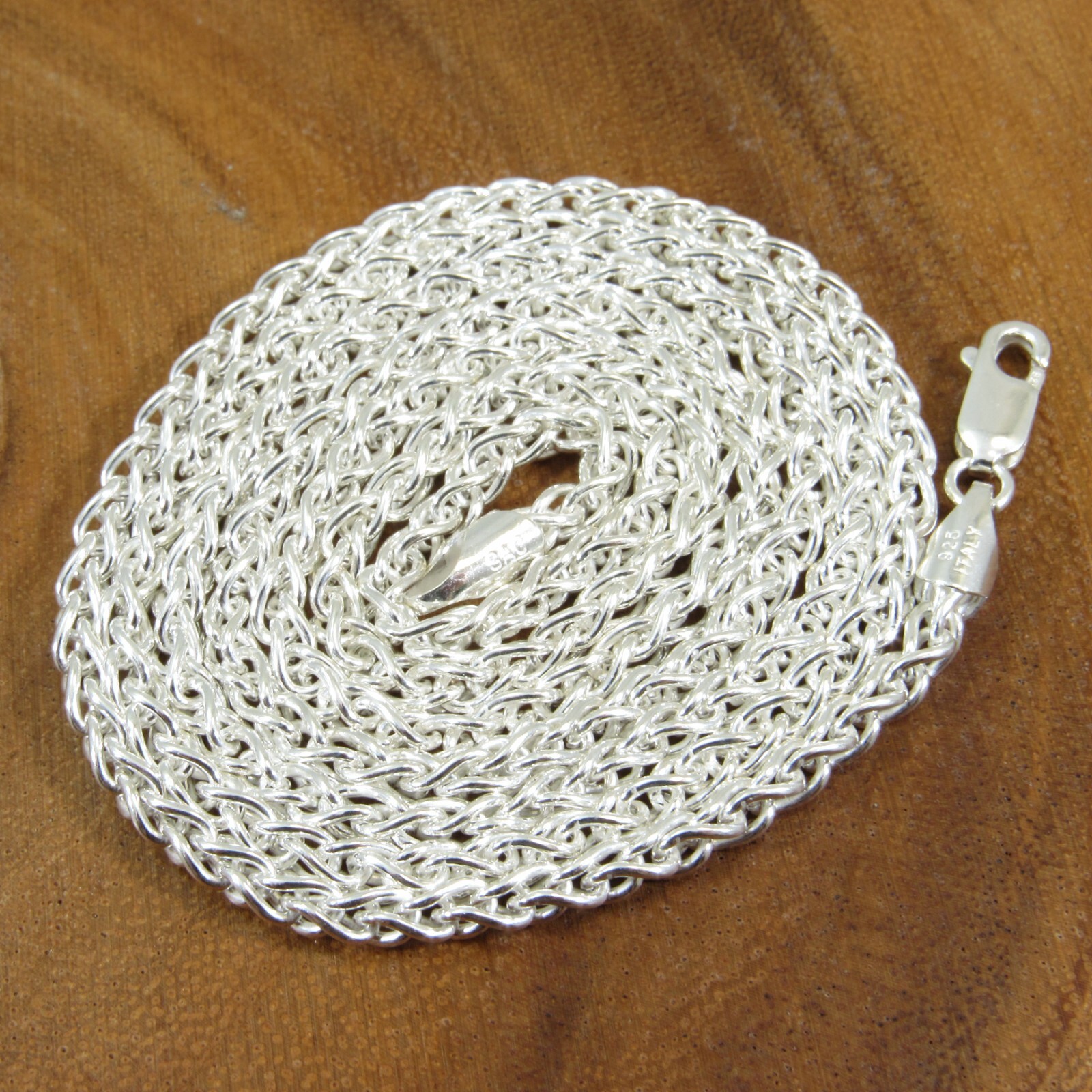 3.5MM Solid 925 Sterling Silver Italian SPIGA WHEAT CHAIN Necklace Made In Italy