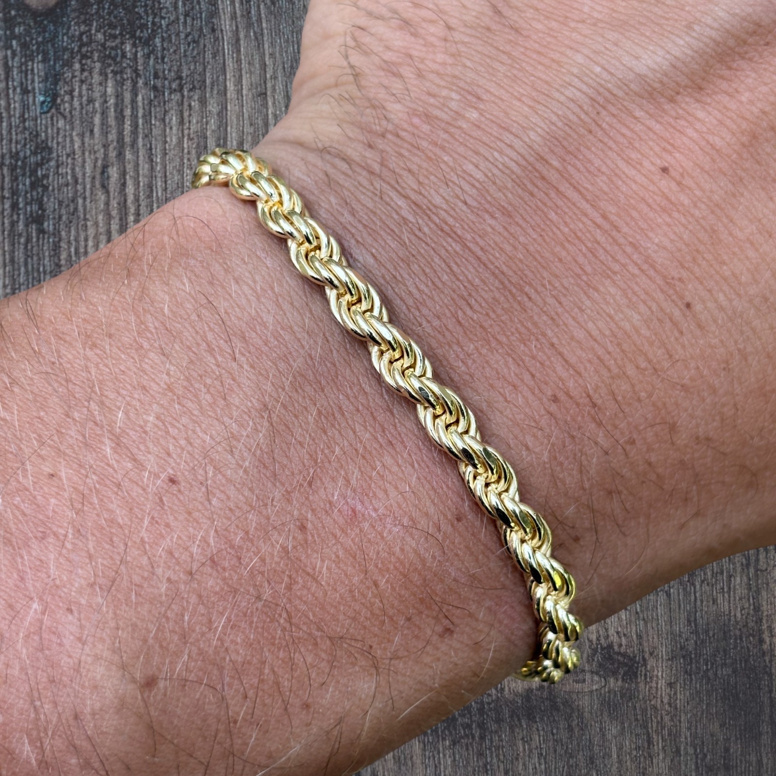 5mm Diamond Cut Rope Bracelet – Solid 925 Sterling Silver Or 14k Gold Vermeil
