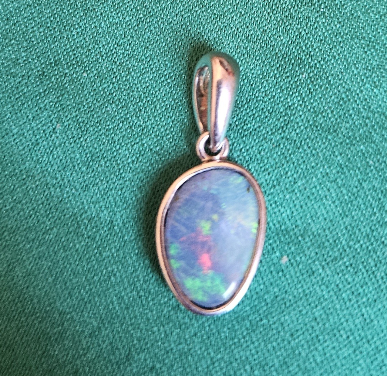 Opal Natural Australian Pendant Free Form Sterling Silver 925