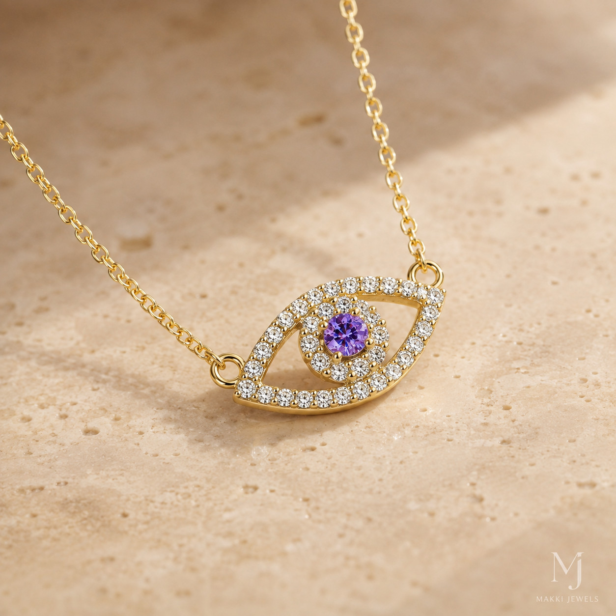Evil Eye Blue Sapphire Necklace – 925 Sterling Silver September Birthstone Gift