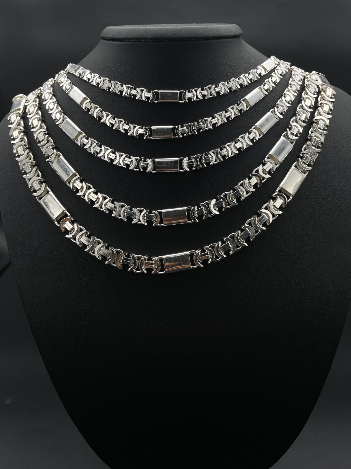 925 Sterling Silver Flat Euro Byzantine Chain Necklace&Bracelet Solid Bali King