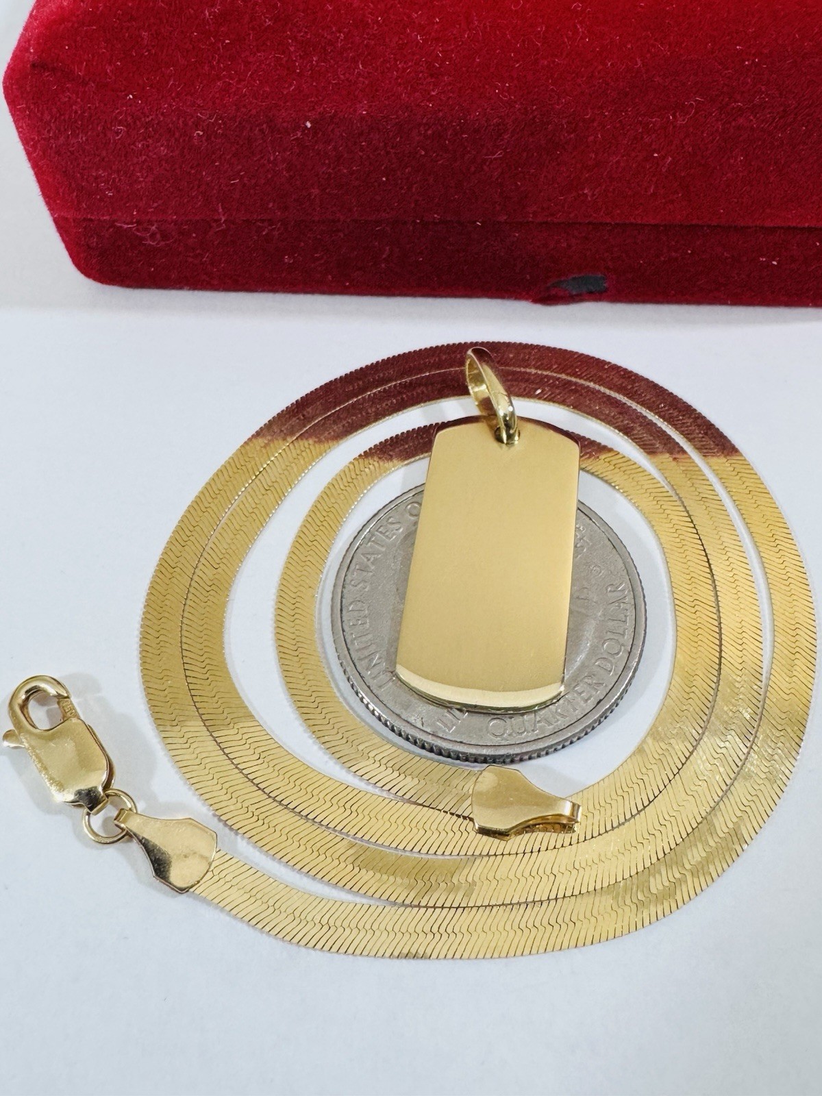 18K 750 Genuine Gold Rectangle Bar Necklace 17” Inch Long 12.4g 3.8mm