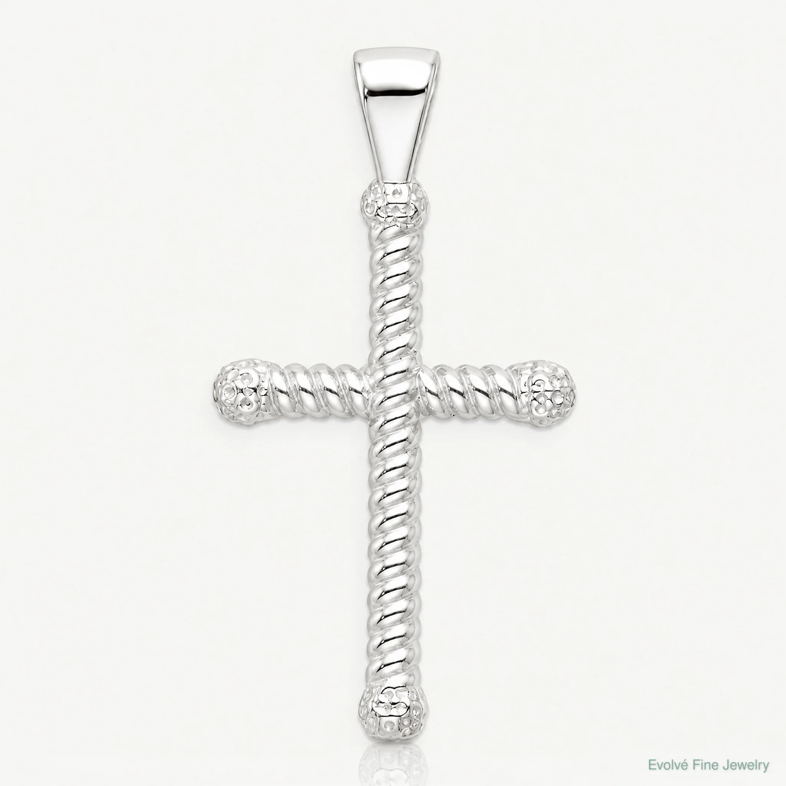 Sterling Silver Polished Twisted Hollow Latin Cross Pendant