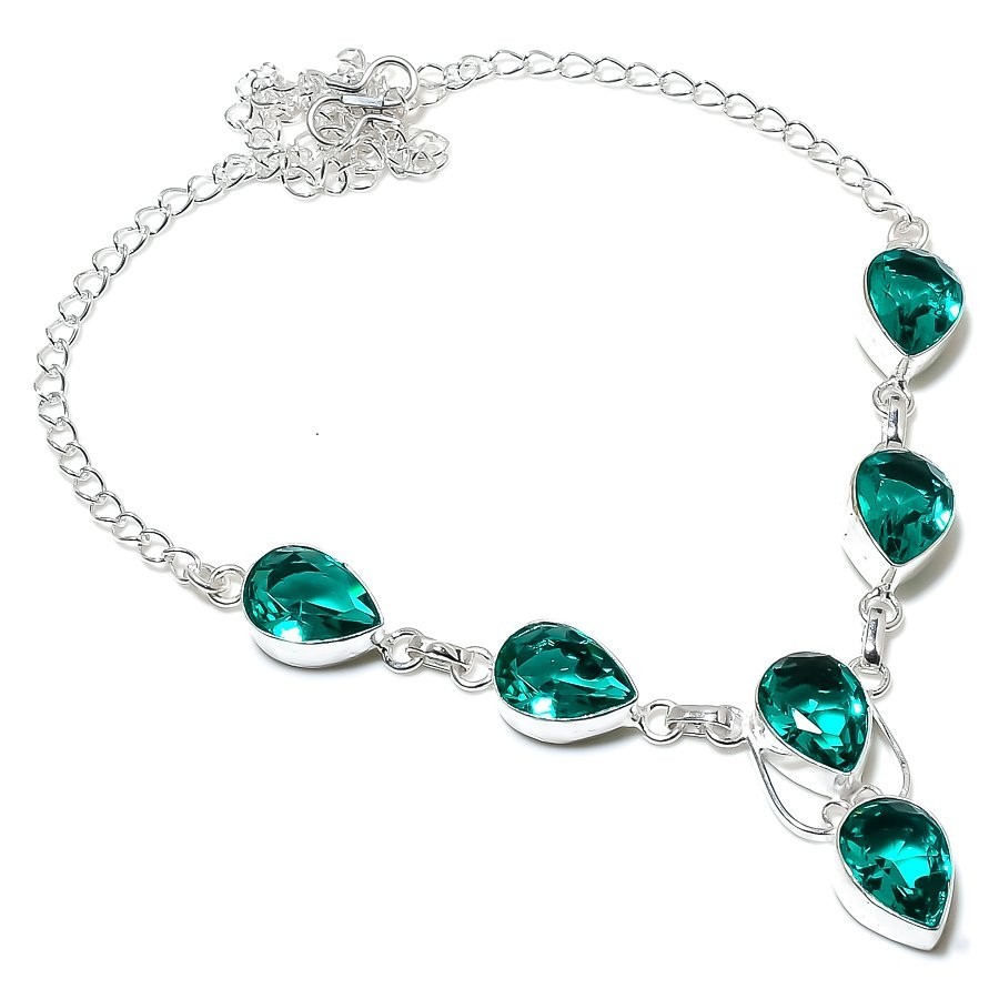 Mint Tourmaline Gemstone 925 Sterling Silver Jewelry Necklace Size18″For Gift