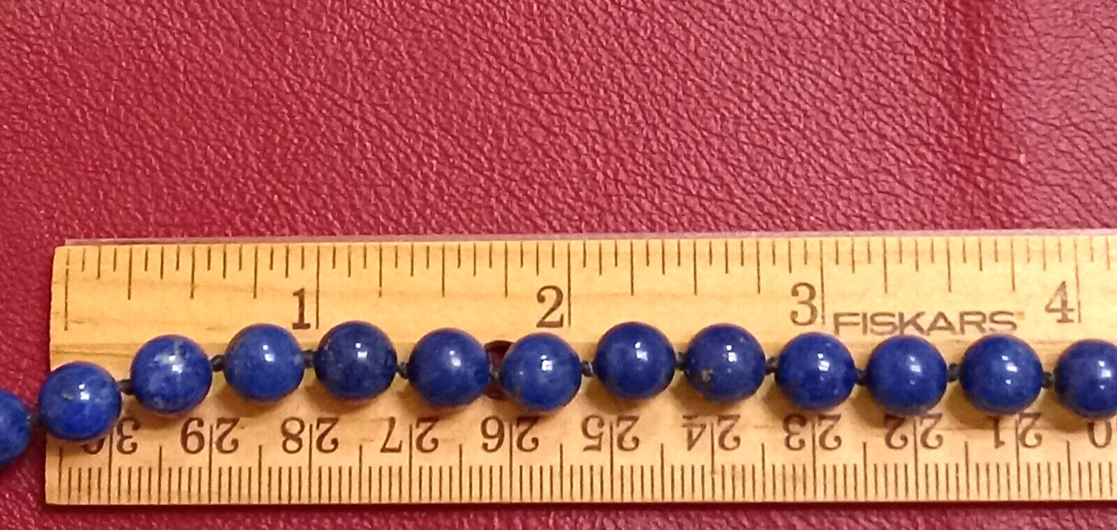 18″ LAPIS LAZULI NECKLACE. Elegant 14K Gold Clasp. Hand Knotted. 8.0 mm