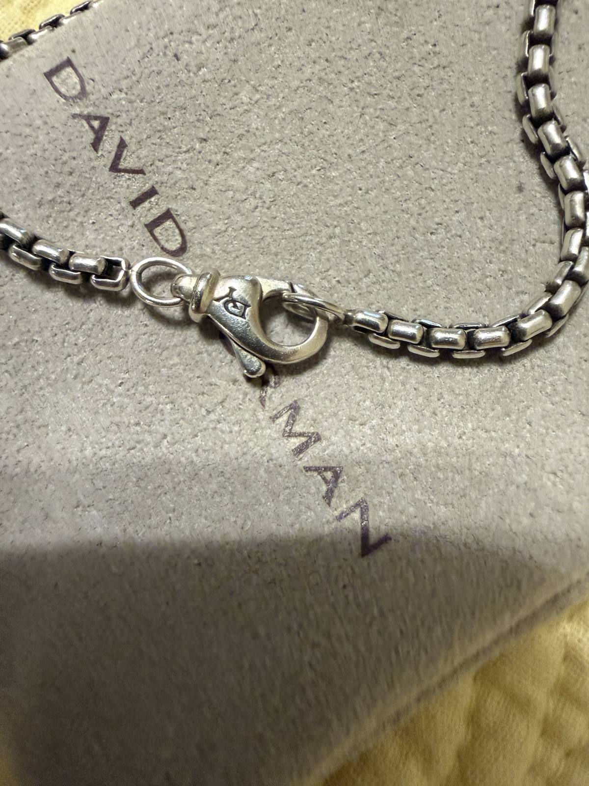 David Yurman Authentic Amulet Vehicle Box Chain Necklace Sterling Silver 24” EUC
