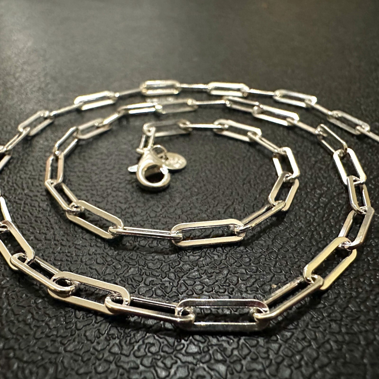 3mm 925 Sterling Silver Paperclip Chain Bracelet Necklace Italy Made 7–30″ Stamp