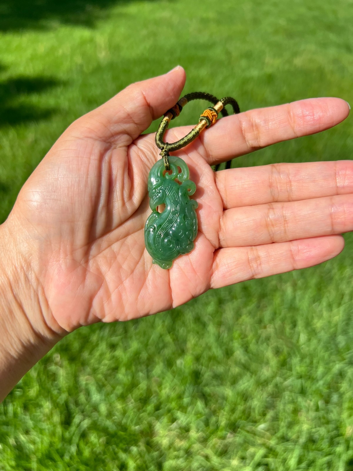 Genuine 100% Natural Nephrite Jade Phoenix Pendant H66 a2