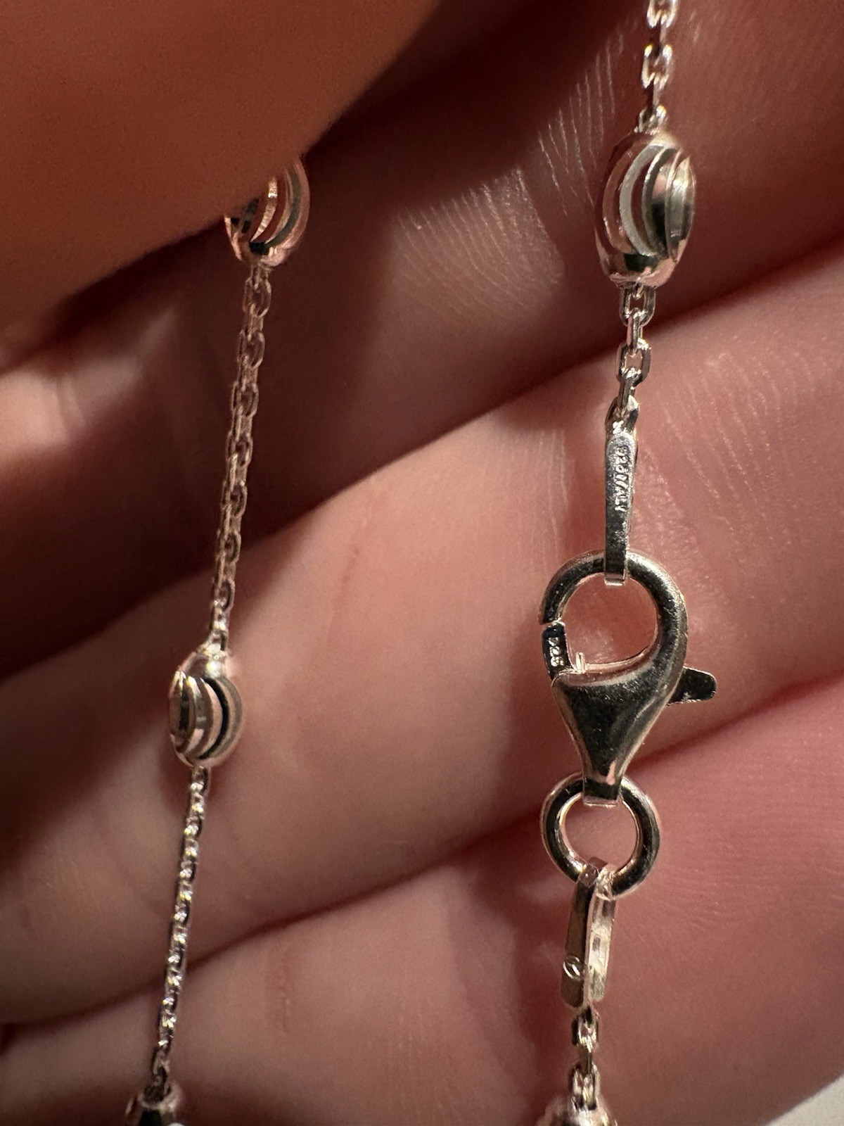 925 sterling silver – oval moon station necklace – 18″