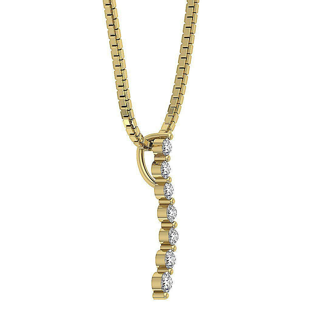 Journey Pendant Necklace I1 G 0.50Ct Genuine Diamond White Gold Prong Set 1 Inch