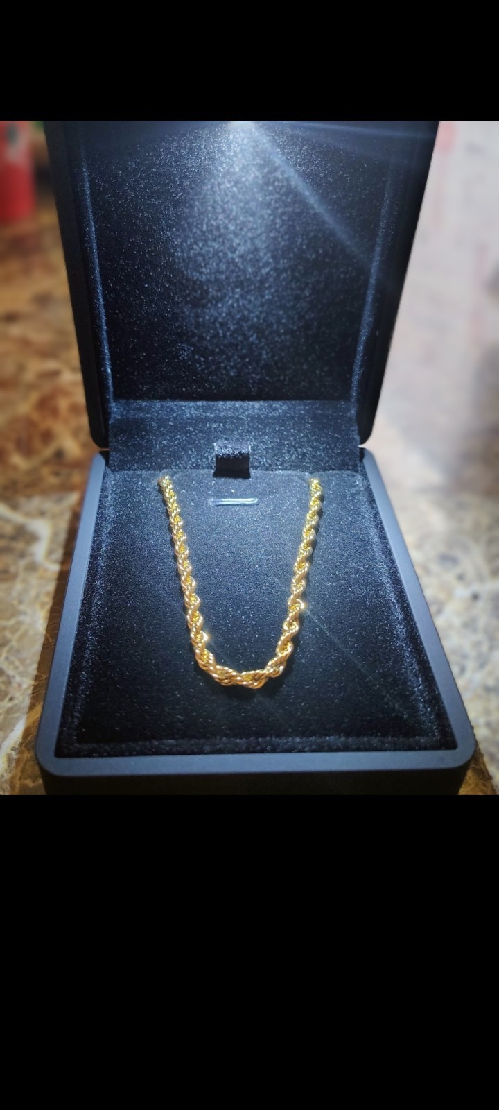 24k Stamped Gold Rope Chain 3mm Thick 22″ Length