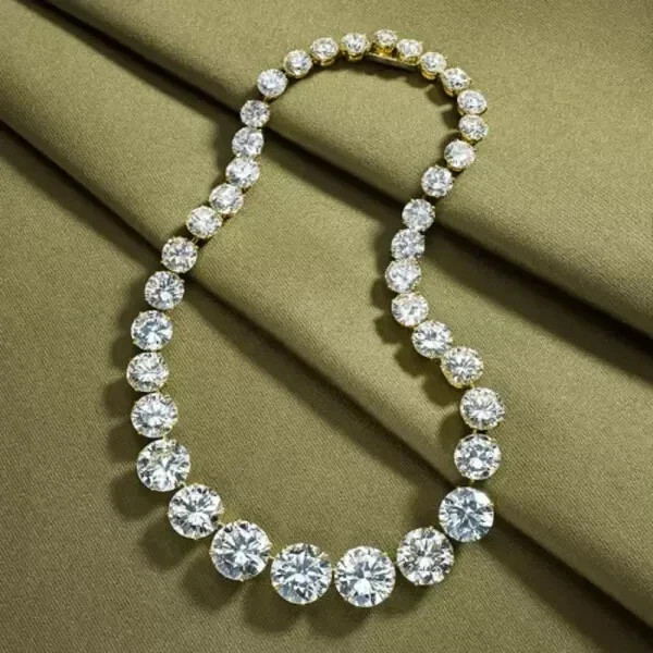 100 Ct Diamond Real Moissanite Sapphire Necklace 14k White Gold Finish 18 Inch