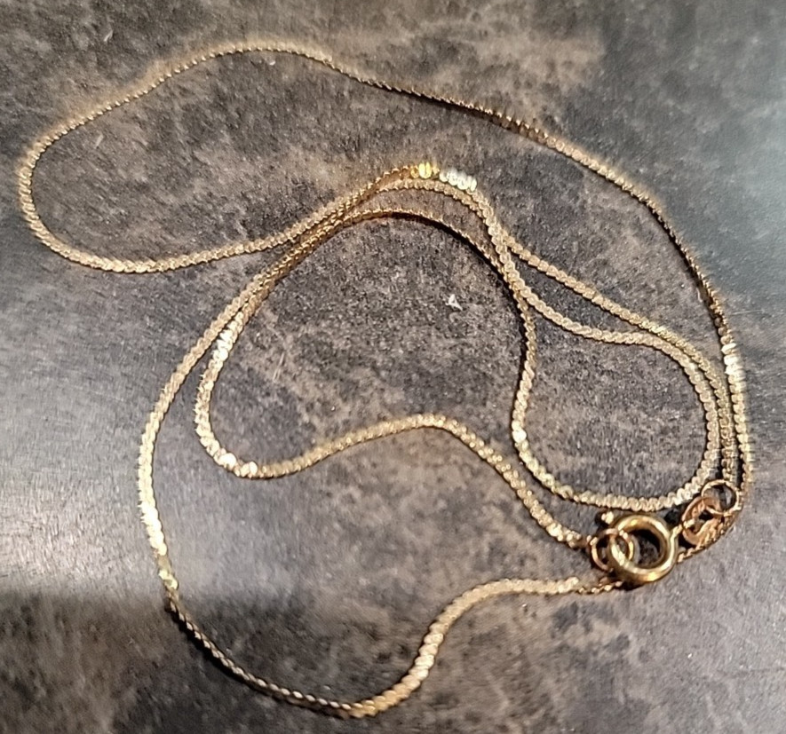 15″ 14KT Yellow Gold Serpentine Chain Link Necklace Italy
