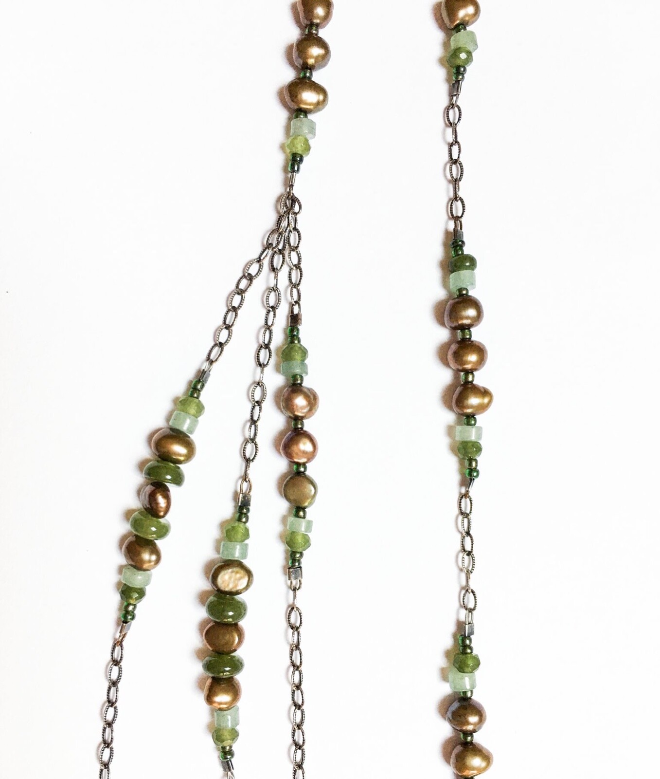 SILPADA Necklace Green Multi-Stone N1683 Sterling Pearls Tiered VERY GOOD COND