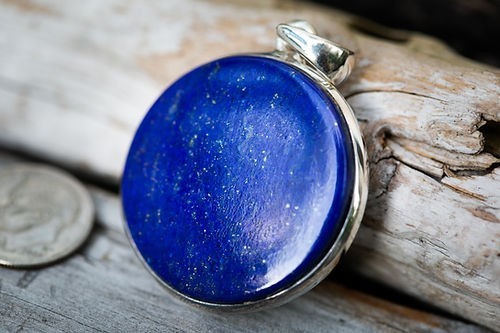 100% Natural Lapis Lazuli Pendant 925 Sterling Silver Handmade Jewelry For Gift
