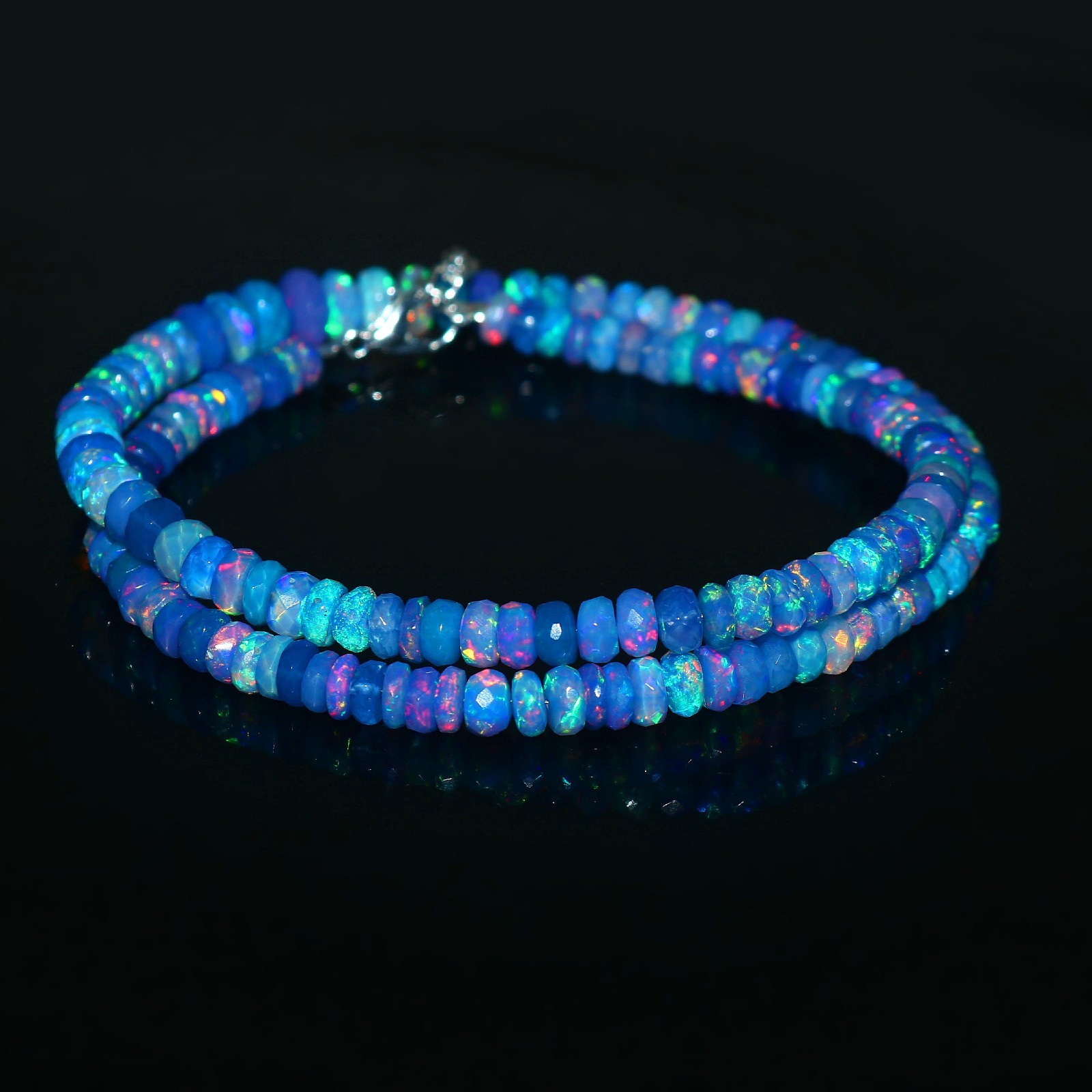 Natural Opal Beads Rondelle Opal beads Blue Color Opal Necklace Gift For Dad