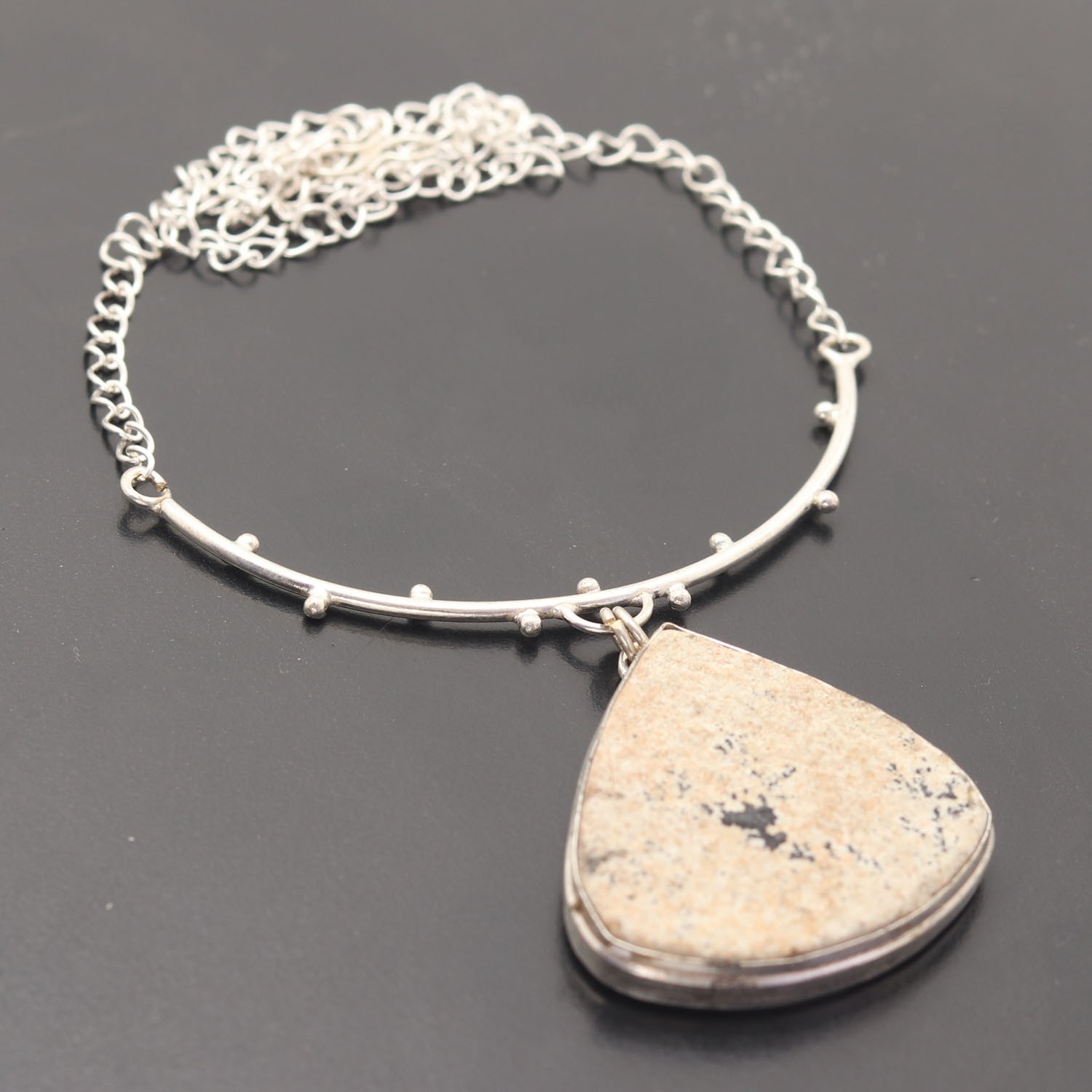 German Dendrite Gemstone 925 Sterling Silver Handmade Necklace Jewelry Gift For