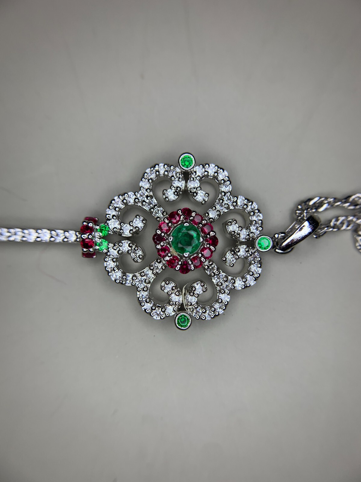 Natural Emerald From Punjshir Aghanistan In Key Necklace In 925 Sterling SIlver