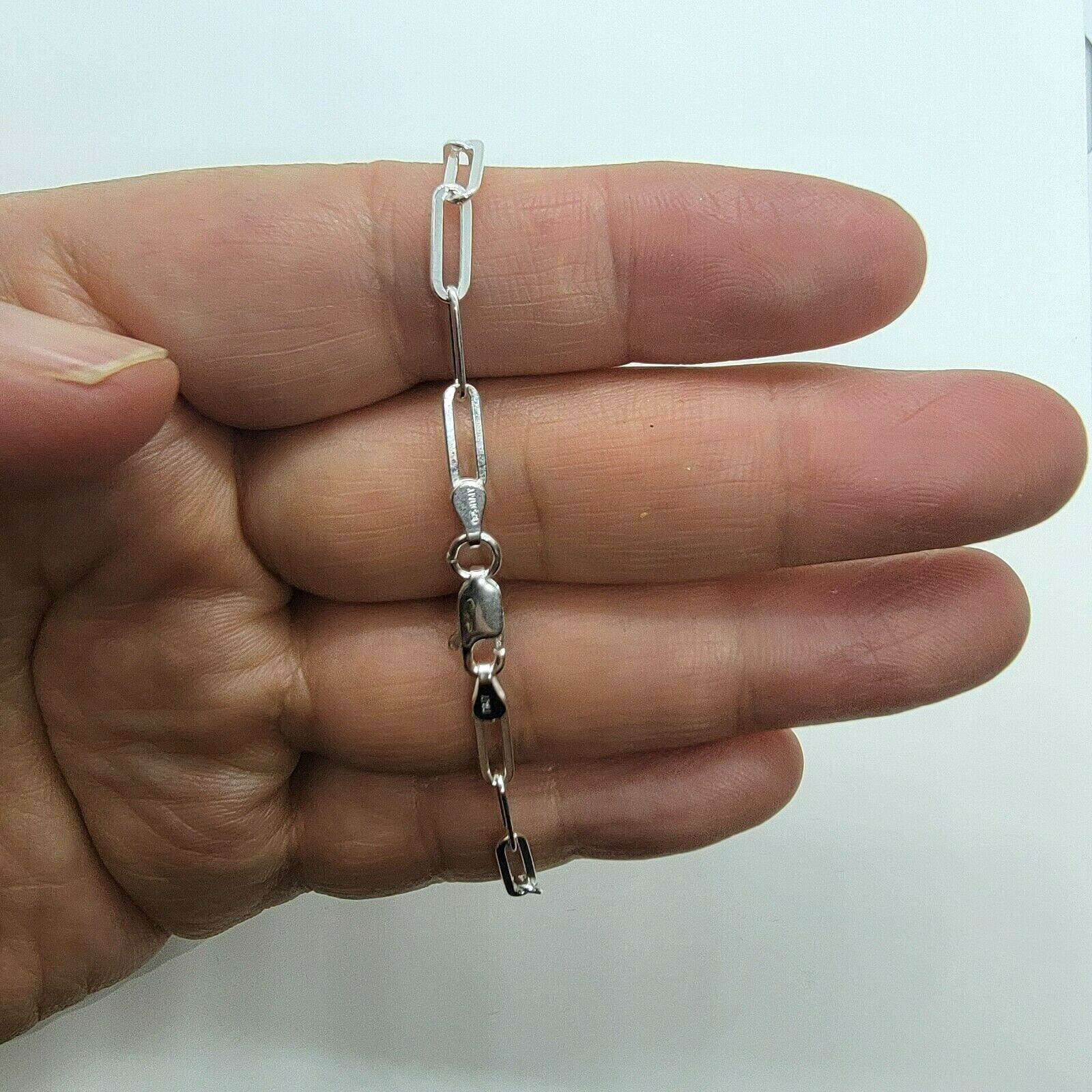 925 Sterling Silver High Quality Paperclip Chain Necklace Bracelet 3mm 7″~30″