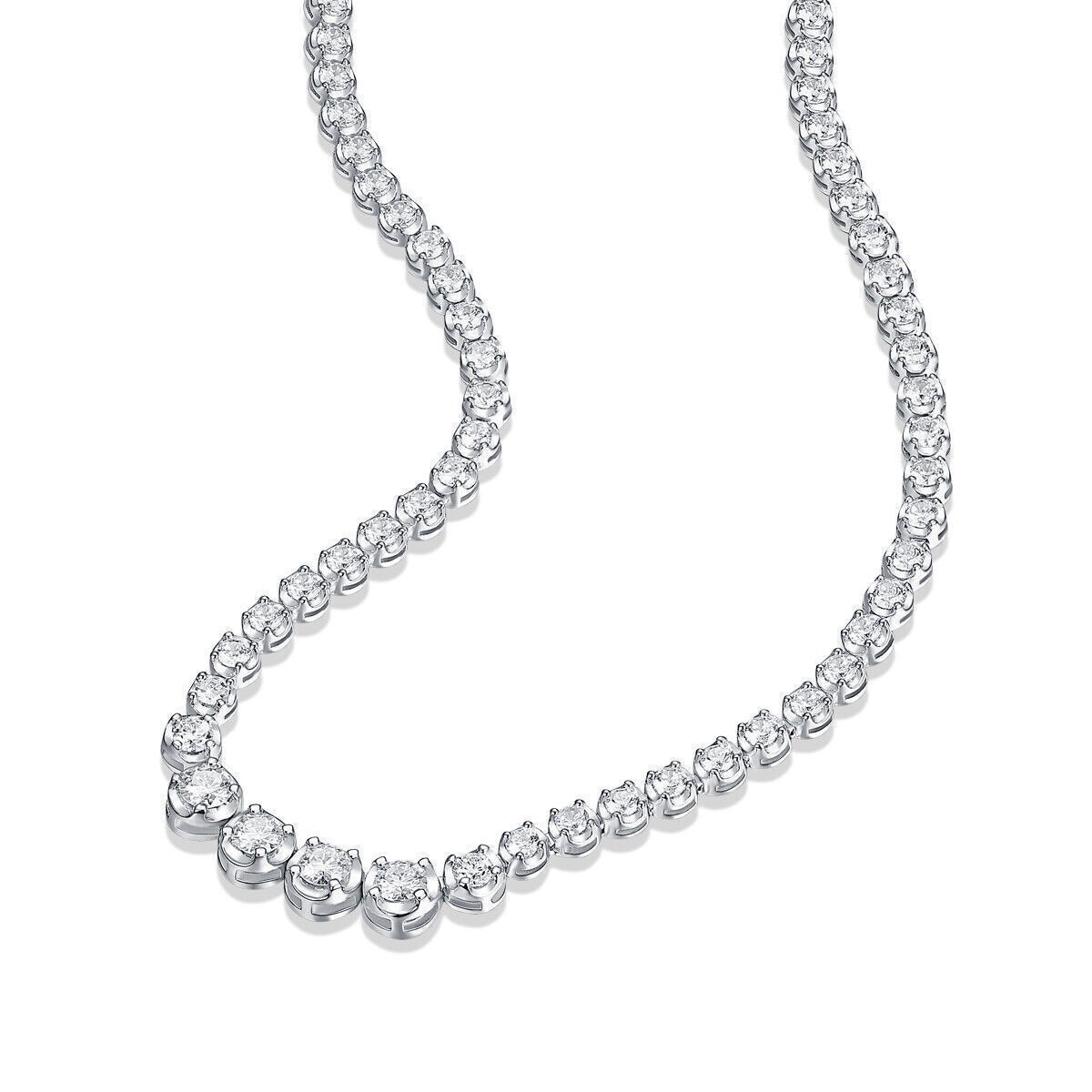 4mm Moissanite Tennis Chain Necklace GRA Certified D/VVS1 925 Sterling Silver