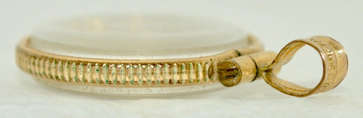 Round Gold Filled Coin Edge Pendant Filled w/22K Gold Nuggets & Natural Diamonds