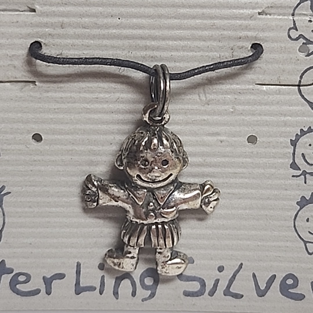 Sterling Silver 925 Pendant Charm Little People Boy NOS Vintage New on Card